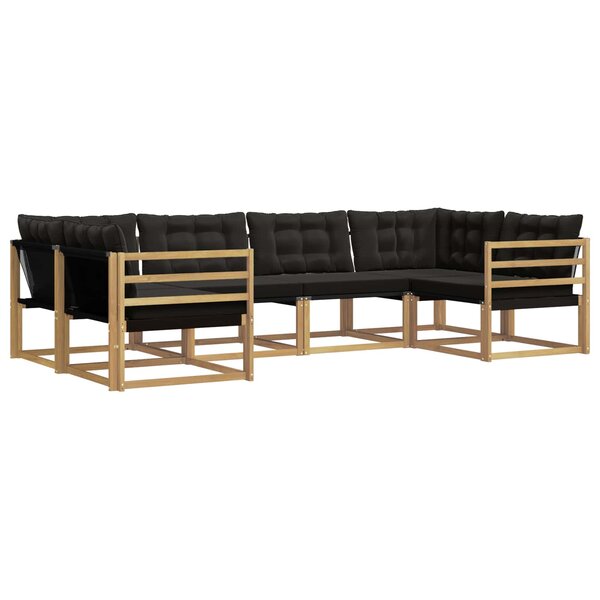 vidaXL Ensemble de canapés d'extérieur 6 pc Blanc et noir