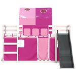 vidaXL Lit superposé sans matelas avec toboggan et rideaux 90x190 cm