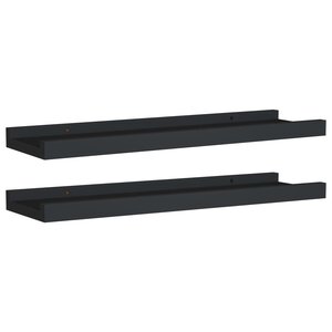 vidaXL Étagères à rebord pour cadre photo 2 Pièces Noir 40x9x3 cm MDF
