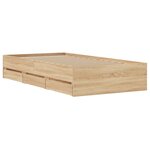 vidaXL Cadre de lit avec tiroirs sans matelas chêne sonoma 75x190 cm