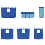 vidaXL Cadre de Lit Mezzanine pour Enfants avec Rideaux Noir et Bleu