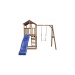 AXI Beach Tower avec Balancoire Simple Marron Toboggan Bleu