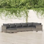 vidaXL Salon de jardin 7 Pièces avec coussins Gris Résine tressée