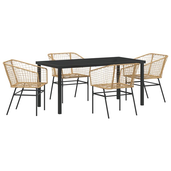 vidaXL Ensemble de salle à manger de jardin 5 pièces marron en poly rattan
