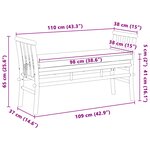 Banc de jardin vidaXL avec coussin de 110 cm en bambou