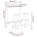 vidaXL Ensemble de bar de balcon 3 Pièces Bois d'acacia massif
