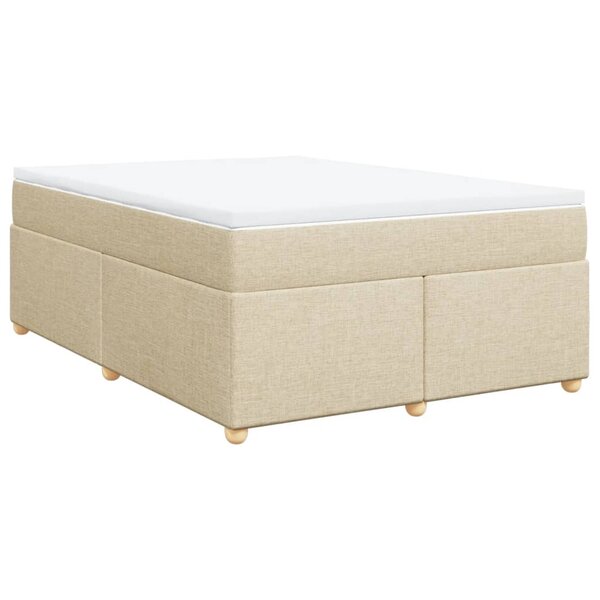 vidaXL Sommier à lattes de lit avec matelas Crème 140x190 cm Tissu