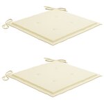 vidaXL Chaises de jardin lot de 2 et coussins crème Bois teck massif