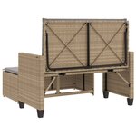 vidaXL Banc de jardin et coussins et repose-pied beige résine tressée