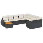 vidaXL Salon de jardin 10 Pièces avec coussins noir résine tressée