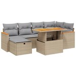 vidaXL Salon de jardin avec coussins 7 Pièces beige résine tressée