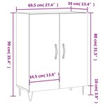 vidaXL Buffet gris béton 69 5x34x90 cm bois d'ingénierie