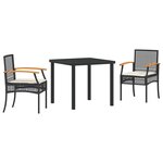 vidaXL Ensemble de salle à manger pour jardin 3 Pièces Noir Rotin