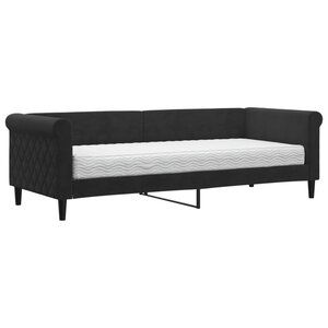 vidaXL Lit de jour avec matelas noir 80x200 cm velours