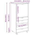 vidaXL Cabinet roulant 53 x 39 x 103 cm Bois de Pin Massif Marron