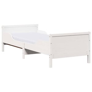 vidaXL Cadre de lit avec matelas Blanc 80 x 200 cm Bois massif en pin