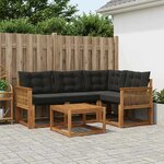 vidaXL Ensemble de canapés d'extérieur 5 pc Naturel et noir