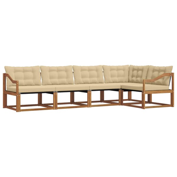 vidaXL Ensemble de canapés d'extérieur 5 pc Naturel et Beige