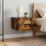 vidaXL Cabinet de chevet mural 2 pc Chêne fumé 34 5 x 33 x 20 cm