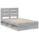 vidaXL Cadre de lit Gris Sonoma 120 x 190 cm Bois de pin massif