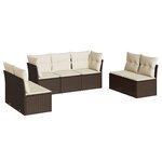 vidaXL Salon de jardin avec coussins 7 Pièces marron résine tressée