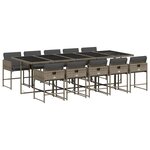 vidaXL Ensemble à manger de jardin 11Pièces avec coussins gris poly rotin