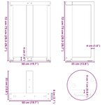 vidaXL Pieds de table à manger en T  2 pièces  noir  50 x 35 x (72-73) cm  acier