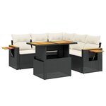 vidaXL Salon de jardin 6 Pièces avec coussins noir résine tressée