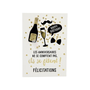 Carte de voeux paillettes - anniversaire - les anniversaires ne se comptent pas
