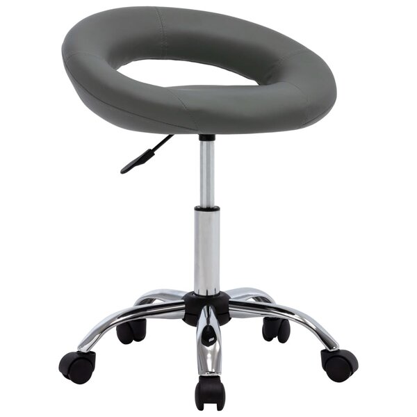 vidaXL Chaise de travail roulante Gris Similicuir