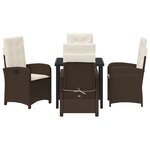 vidaXL Ensemble de salle à manger de jardin 5 pièces avec coussins en rattan poly brun
