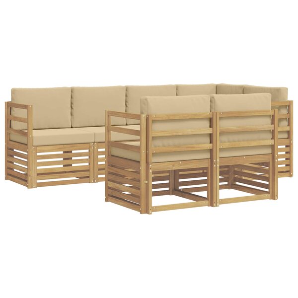 vidaXL Ensemble de canapés d'extérieur 7 pc Blanc et Beige Polyester