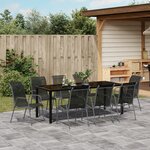 vidaXL Ensemble de salle à manger de jardin 9 pièces Noir Textilène et Acier