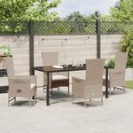 vidaXL Ensemble de salle à manger pour jardin 5 Pièces Beige polyrotin