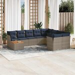 vidaXL Salon de jardin 10 Pièces avec coussins gris résine tressée
