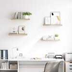vidaXL Étagères murales flottantes 4 Pièces chêne 60x23 5x3 8 cm MDF