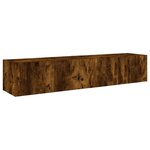 vidaXL Meubles TV muraux et lumières LED 2Pièces chêne fumé 80x35x31 cm