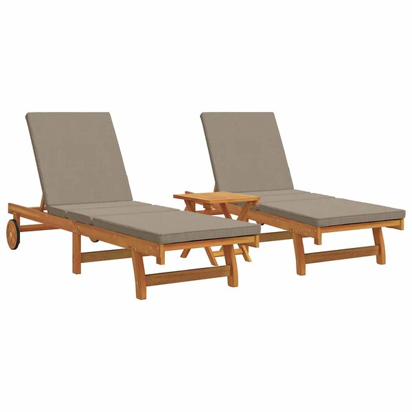 vidaXL Transat 2-personne 3 Pièces Marron Bois d'Acacia Massif