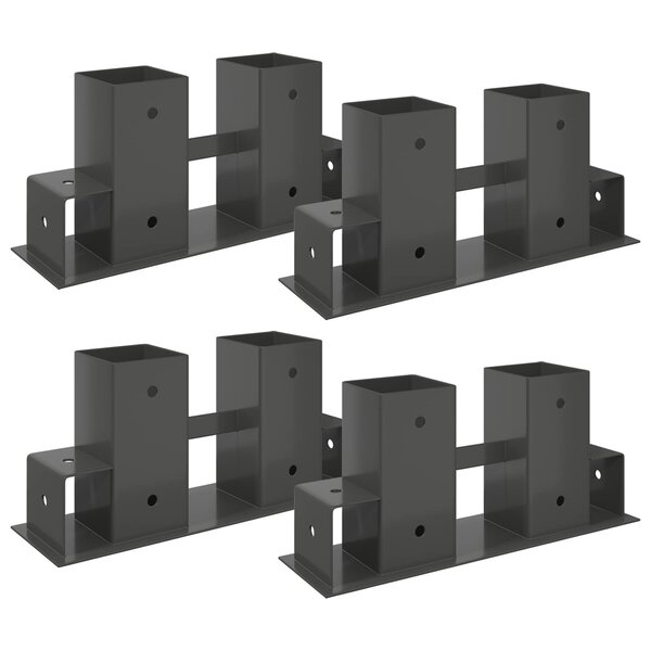 Aide à l'empilement de bois de chauffage 4 Pièces Anthracite Acier