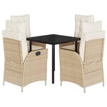 vidaXL Ensemble à manger de jardin avec coussins 5Pièces Beige poly rotin