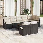 vidaXL Ensemble de canapé de jardin 9 Pièces Noir Poly rotin