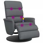 vidaXL Fauteuil inclinable de massage repose-pieds gris similicuir