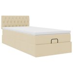 vidaXL Lit ottoman avec matelas et LED crème 90x200 cm tissu