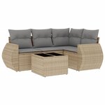vidaXL Salon de jardin avec coussins 5 Pièces beige résine tressée