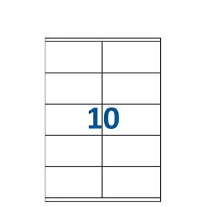 Lot de 500 Planches étiquettes autocollantes blanches sur feuille A4 : 105 x 57 mm (10 étiquettes par feuille  spéciales bons de transport)