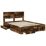 vidaXL Cadre de lit Chêne fumé 135 x 190 cm Bois d'ingénierie