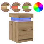 vidaXL Table de chevet avec LED chêne artisanal bois d'ingénierie