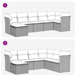 vidaXL Salon de jardin avec coussins 7 Pièces beige résine tressée