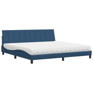vidaXL Lit avec matelas Hanko bleu 200x200 cm tissu