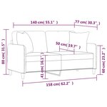 vidaXL Canapé 2 places avec oreillers bordeaux 140 cm tissu